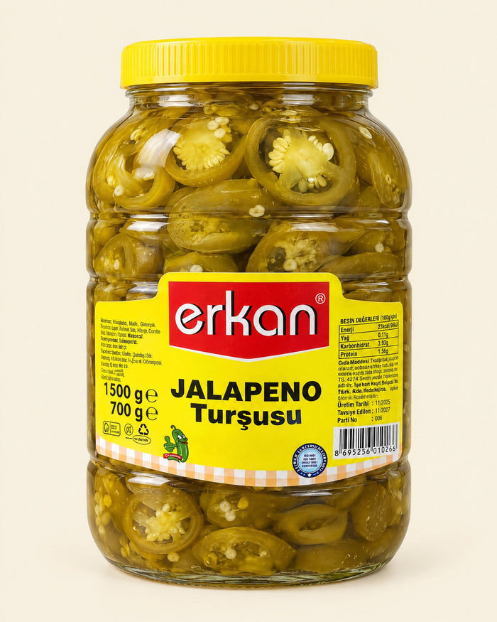 Erkan Jalapeño-Scheiben eingelegt 1500 g – Jalapeno Turşusu