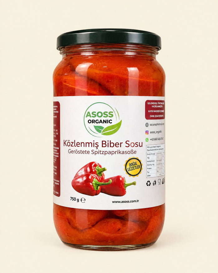 Asoss Geröstete Spitzpaprika-Sauce 750 g – Közlenmiş Biber Sosu