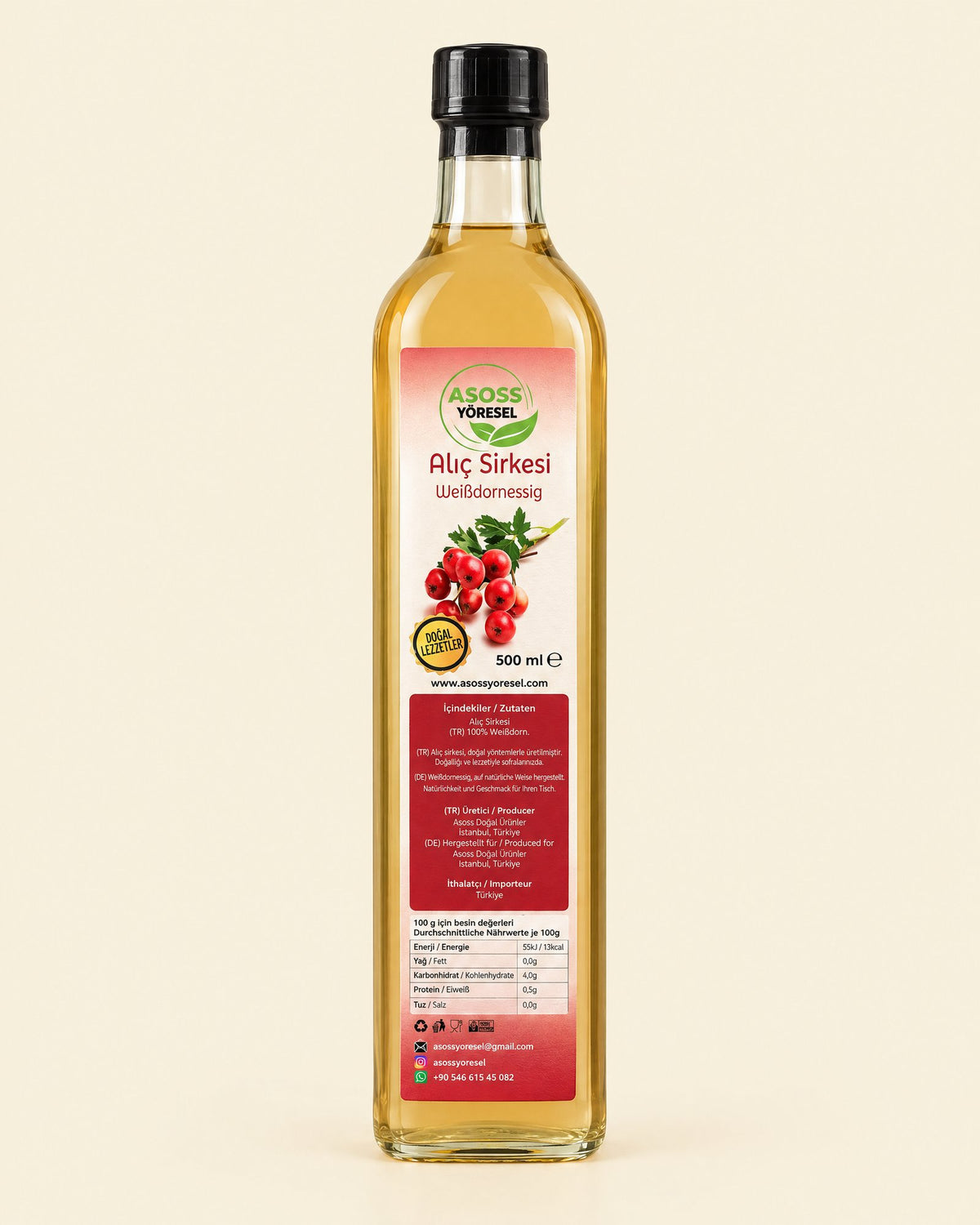 Asoss Weißdornessig 500 ml – Alıç Sirkesi