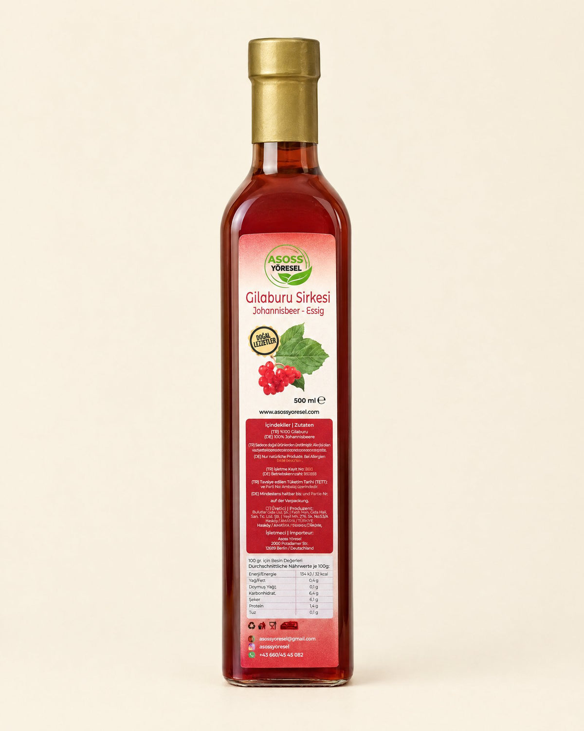 Asoss Gilaburu-Essig 500 ml – Gilaburu Sirkesi
