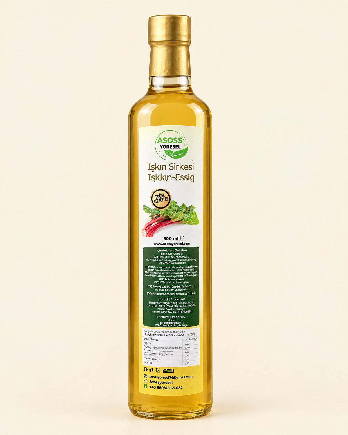 Asoss Wildrhabarber-Essig 500 ml – Işkın Sirkesi