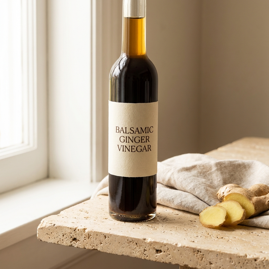 Havrano Ingwer-Balsamico Flasche mit Ingwerwurzel