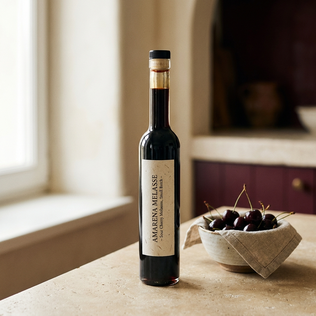 Havrano Sauerkirsch-Sirup Flasche mit Sauerkirschen